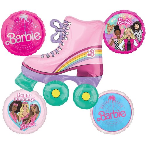 Barbie's Birthday Party Supplies Roller Skate Foil Balloon Bouquet Decorations