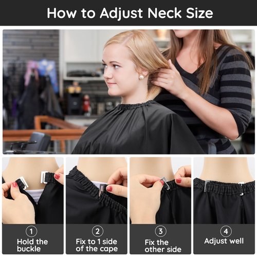 Segbeauty Hair Cutting Cape for Hairstylist, 55" x 63" Water-proof Black Salon Capes for Clients, Professional Barber Capes with Adjustable Neck Size, Hair Capes with Neck Straps Neck Duster Brush