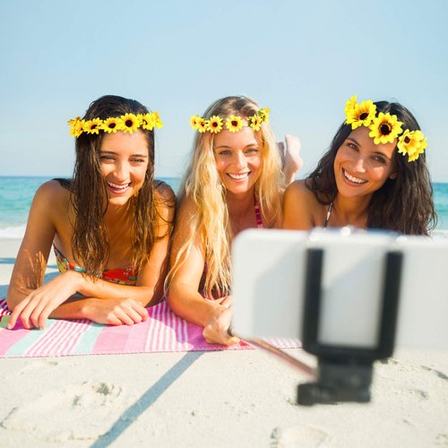Fiada 16 Pieces Sunflower Headbands Set Including 6 Pieces Sunflower Crown, 2 Pieces Sunflower Hair Clips, 8 Pieces Sunflower Hairpins for Women Wedding Hair Accessories