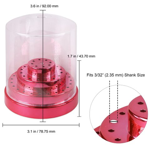 PANA Nail Drill Bit Holder Stand Display Organizer- Dust Proof Storage Container Box Case Tools for Home Use or Nail Salon - (48 Holes, Rose Gold)