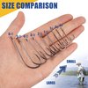AGOOL Baitholder Fishing Hooks, 50/150pcs Bait Holder Hooks Barbed Shank Beak Long Shank Hooks Offset Shank with 2 Barbs J Hooks Snelled Hooks Bait Keep Hooks for Saltwater Freshwater Fishing