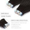FoxFace Tape in Hair Extensions Human Hair, Natural Black 14inch 50g 20pcs, Seamless Remy Straight Hair, Invisible Tape in Hair Extensions