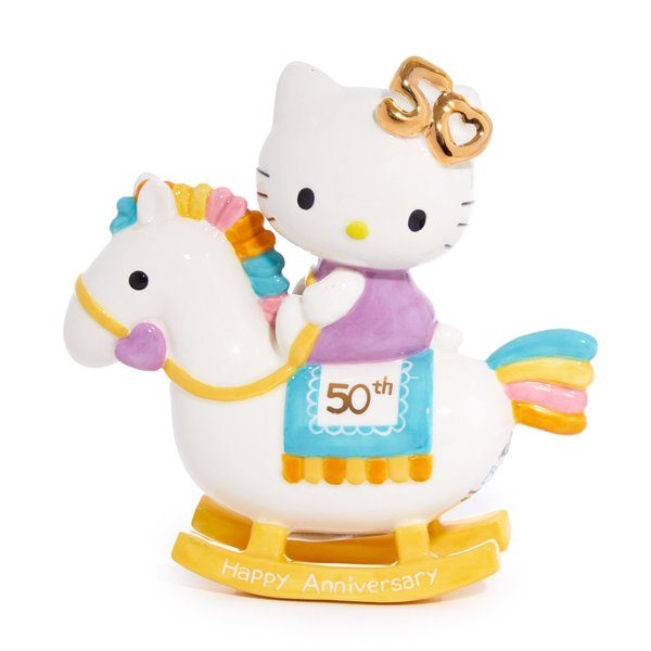 Blue Sky Clayworks Hello Kitty 50th Anniversary Playful Pastel Rocking Horse for Baby Nursery (Baby's 1st)