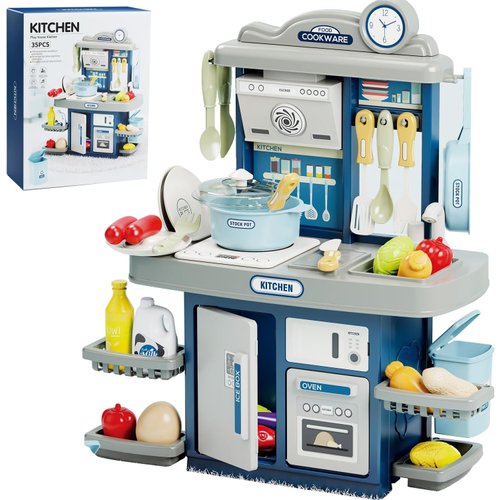 Kids Kitchen Playset for Toddlers, Cocina de Juguete para Niña Interactive Pretend Play Kitchen Set with Realistic Lights and Sounds, Small Play Kitchen Set, for Boys Girls