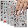 Halloween Nail Art Stickers Decals 5PCS Halloween Cute Ghost Flower Nail Stickers Skull Strawberry Spider Flower Nail Designs 5D Embossed Nail Decals for Acrylic Nails Manicure Decorations