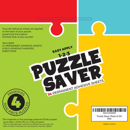 Puzcraft Puzzle Saver Adhesive Sheets (24 Sheets) Easiest Alternative to Messy Puzzle Glue