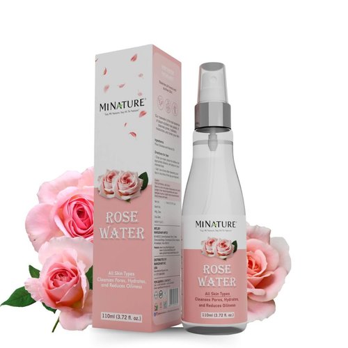 Mi Nature Rose Water (Gulab Jal)|Pure & Natural | Natural Toner | All Skin Type|Cruelty Free |Chemical Free|Made in India| 110ml (3.72 Fl. oz.)| Real Essence of Steam-Distilled Rose Petal|