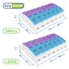 Ezy Dose Weekly (7-Day) AM/PM Pill Organizer, Vitamin and Medicine Box, Small Pop-out Compartments, 2 Times a Day, Blue and Purple Lids