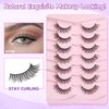 Cat Eye Lashes Natural Eyelashes 16MM False Eyelashes Wispy Thin Band Eyelashes 3D Volume False Lashes Soft Strip Lashes Pack C Curl Natural Eyelashes Fake Lashes 7 Pair EVENTILL