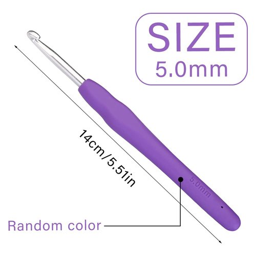 5 mm Crochet Hook, Ergonomic Handle for Arthritic Hands, Extra Long  Knitting Needles for Beginners and Crocheting Yarn (5 mm)