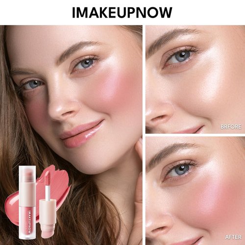 imakeupnow Liquid Blush Stick for Cheeks Natural Matte Finish Blush Make Up, High Pigment Blush Stick Long-lasting Dewy Cheek Tint With Build in Brush#L001