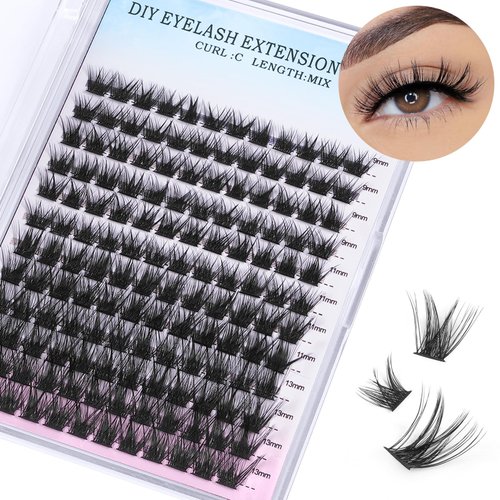 Lash Clusters 144pcs DIY Eyelash Extensions 40D Curl Individual Lashes 9-13mm Mixed Eyelash Cluster Extensions at Home (40D-9-13mm)