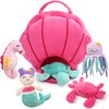 BenBen Ocean Stuffed Animal, 5 Pack Small Sea Creature Plush Toys and Shell Carrying Bag Set, Cute Plushies for Baby Kids, Sea Turtle, Octopus, Mermaid, Seahorse, Crab, Baby Shower, Stocking Stuffers