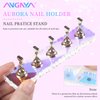 ANGNYA 2 Set Nail Stand, Aurora Nail Holder for Painting Nail Stand for Press on with 96 Pcs Reusable Sticky Putty Nail Display Stand Nail Hand Practice Magnetic Nail Art Tools for Homes and Salons