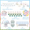 Kawaii Birthday Party Decorations, Cute Dog Party Supplies Include Banner, latex Balloons, Hanging Swirls, Foil Balloon, Cake Cupcake Toppers, Tablecloth for Kids Kawaii Theme Party