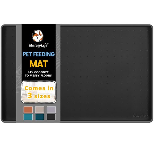 MateeyLife Silicone Mat for Dog Bowls, Waterproof Dog Mat for Food and Water, Raised Edges Pet Food Mats for Floor to Prevent Spills, Anti-Slip Cat Mat for Messy Drinkers to Protect Floors