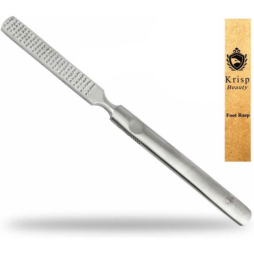 Foot Rasp Foot File and Callus Corn Remover (7" inch) Foot Care Pedicure Metal Surface Tool to Remove Hard Skin, Can be Used on Both Wet and Dry Feet, Colossal Stainless Steel File by Krisp Beauty