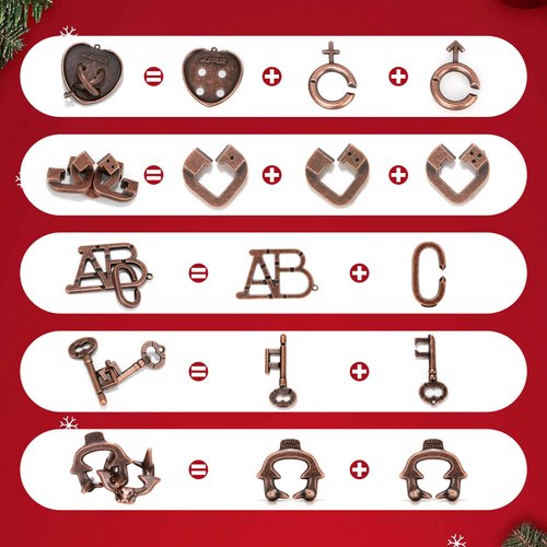 13 Pcs Brain Teaser Puzzles for Adults - Metal Puzzles 3D Puzzle Game Toys for Adults Teens - Wooden Unlock Interlocking Puzzle Adult IQ Education Puzzle Toys Smart Toys