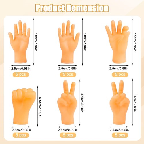 LOKIPA 30PCS Tiny Finger Hands, Mini Rubber Finger Puppets Miniature Small Hands for Finger Puppets Show, Gag Performance, Cute Little Hand Finger for Gifts and Party Favors