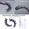 Juntun D Curl Russian Strip lashes,Fluffy D Curly Strip Lashes,Cat Eye Style Strip False Eyelashes Set of Lash Extensions Look,Full Volume DD Curl Russian Lashes made from Premium Quality Faux Mink