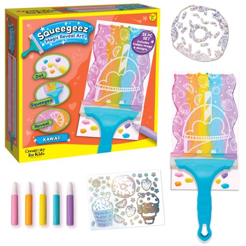 Creativity for Kids Squeegeez Magic Reveal Art Kit: Kawaii - Arts and Crafts for Kids Ages 7-12+, Gifts for Girls and Boys
