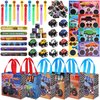 Vanblue Monster Truck Party Favors Set Car Themed Birthday Party Decorations 110Pcs Slap Bracelet DIY Sticker Gift for Boy Kids Treat Bags Stuffers Birthday Supplies Pinata Filler Classroom Rewards