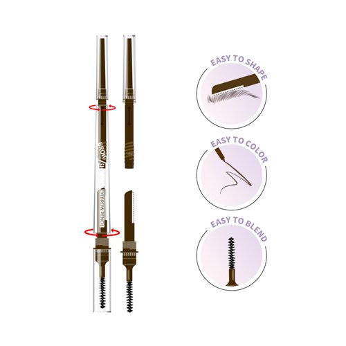 Music Flower Eyebrow Pencil,Portable 3 in 1 Eyebrow Shaping Enhancing Kit with Brow Trimmer & Brow Brush + Replaceable Brow Refills (Dark Brown)