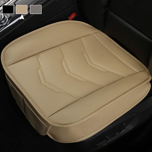 West Llama 2 Pack Front Car Seat Covers Pad Mat Filling Breathable Bamboo Charcoal,PU Leather Bottom Seat Cover for SUV,Cars 21.26 × 20.86 Inch(Beige-2Pack-Universal)