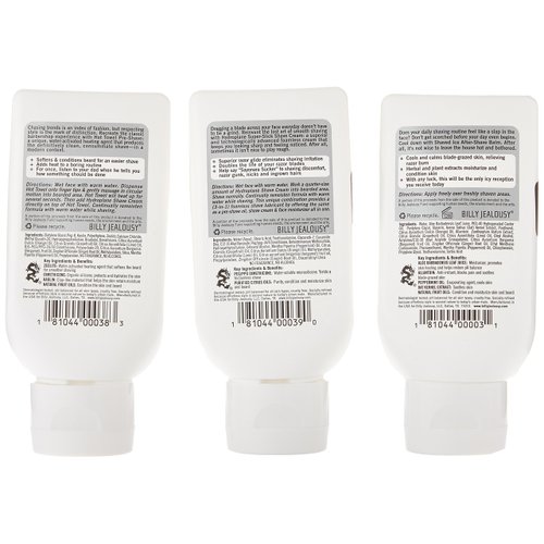 Billy Jealous Shave3some Travel-Size Trio Shaving Kit for Men with Heating Pre-Shave, Super Slick Shave Cream and Cooling After-Shave, Citrus Scent, 3 Fl Oz Each