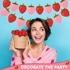 Lewtemi 4 Pcs Berry First Birthday Decor Strawberry Baby Shower Decorations Strawberry Hanging Banner Berry Garland for Strawberry Themed Party Favors Supplies(Red, Pink)