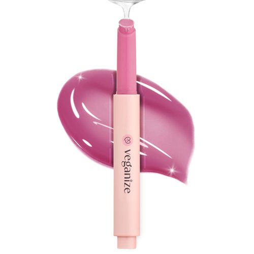 SELF BEAUTY Veganize Collagen Lip Glass Balm | Hydrating Lip Balm in 9 Vibrant Colors | Moisturizing Lip Care Infused with Collagen Jelly Magic | No Animal Trial Lip Balm 0.06 oz (#7 Pale Petal)