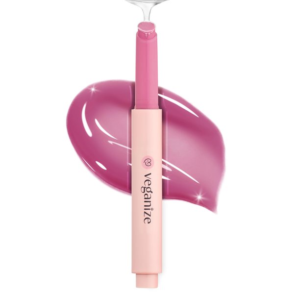 SELF BEAUTY Veganize Collagen Lip Glass Balm | Hydrating Lip Balm in 9 Vibrant Colors | Moisturizing Lip Care Infused with Collagen Jelly Magic | No Animal Trial Lip Balm 0.06 oz (#7 Pale Petal)
