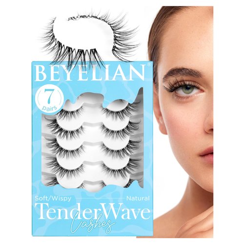 BEYELIAN Wispy Eyelashes Natural Look 8-17mm Cat Eye Wispy Lashes Soft and Lightweight 3D Volume Natural False Lashes Wispy, Reusable, Easy to Apply 7 Pairs (7P-WIS-20)