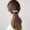 EVER FAITH Bridal Crystal Hair Barrette Clip for Women, Weadding Gorgeous Simulated Pearl Marquise Hair Accessories for Bride Bridesmaid Clear Silver-Tone