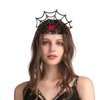 Dzrige Halloween Spider Web Headband,Spider Web Crown Headdress,Black Spider Web Hair Hoop with Red Rhinestones,Halloween Costume Accessories for Women Girls Kids Cosplay