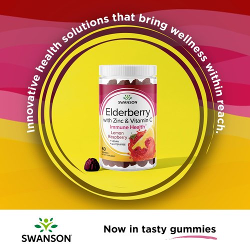 Swanson Elderberry Gummies with Zinc and Vitamin C - 60 Gummies - Immune Support Supplement for a Healthy Immune System