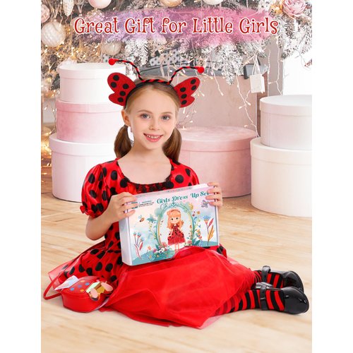 Ladybug Costume Lady Bug Costumes for Girls Halloween Costumes for Kids Toddler Costume Ladybug Dress Ladybird Dress Up for Birthday Christmas 5-6 Years