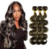 Honey Blonde Body Wave Bundles P1B/27 Human Hair Bundles 26 28 30 Inch Brazilian Ombre Body Wave Bundles Human Hair Weave Highlight Bundles Double Weft Hair Extensions