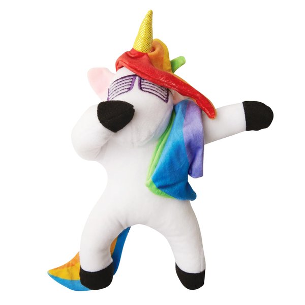 SnugArooz Dab The Unicorn – Trendy Plush Dog Toy with Repair Patch, Embroidered Sunglasses & Rainbow Mane – Non-Toxic & Durable for Endless Play
