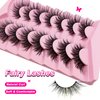 Cat-Eye Lashes Flu-ffy 22mm Manga Lashes Wispy Fairy Eyelashes, Curly Volume Spiky Lashes Faux Mink False Eyelashes that look like extensions Lashes Natural Look 7 Pairs Pack(ZD72)