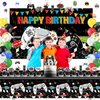 KimaruLZ Gamer Birthday Party Decorations - 174Pcs Black and White Video Game Gaming Party Supplies For Boys Birthday - Backdrop, Table Cover, Hanging Swirls, Cupcake Cake Topper, Balloons, Stickers
