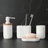 Toothbrush Holders Bamboo Electric Toothbrush Holder Bathroom Storage Organizer Countertop for Toothpaste, Floss, Razor, White