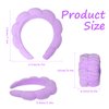 Beleki Spa Headband for Washing and Wristband Set Sponge Headband Women Face Wash Makeup Skincare Headband Non Slip Puffy Headwear Thick Hair Accessories for Women Girls, Purple