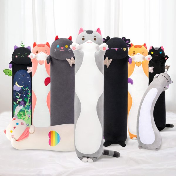 Mewaii Long Body Throw Pillow, 36” Cute Cat Stuffed Animals Soft Plushies, Kitten Plush Doll Toy Gift for Girlfriend