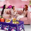 HAKOTI Slumber Party Decorations,3Pcs Rectangle Sleepover Party Tablecloths Waterproof Plastic Slumber Party Table Covers for Girls Pajama Party Galentine’s Day Supplies