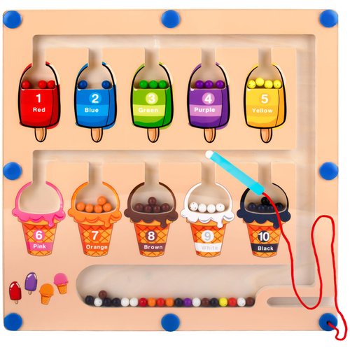 Aourxiv Magnetic Color and Number Maze, Montessori Wooden Toys for 3 4 5 Year Old, Learning Toys for Toddlers, Learning and Educational Sensory Toys for Preschoolers, Ideal Gift for Boys and Girls
