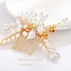 Foyte Gold Bridal Hair Comb Rhinestone Pearl Hair Piece Leaf Bridesmaid Hair Accessories Wedding Crystal Headpiece for Party Prom Pageant