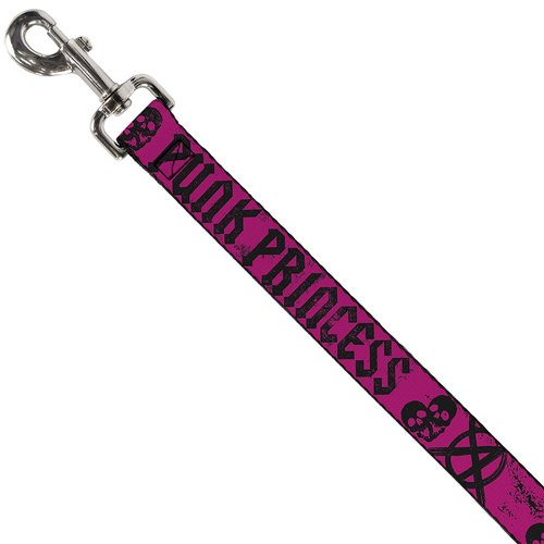 Dog Leash Punk Princess Fuchsia Black 4 Feet Long 0.5 Inch Wide