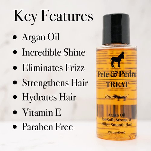 Pete & Pedro TREAT - Argan Oil Moisturizing Hair Treatment | Keeps Hair Soft, Strong, Frizz-Free, Silky, & Shiny | Helps Dry & Damaged Hair, Skin, Nails, & Cuticles | As Seen on Shark Tank, 2 oz.