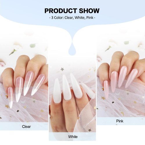 Morovan Acrylic Nail Kit: Clear Pink White Acrylic Powder and Professional Liquid set for Acrylic Nails Extension for Beginner DIY at Home with Acrylic Nail Brush
